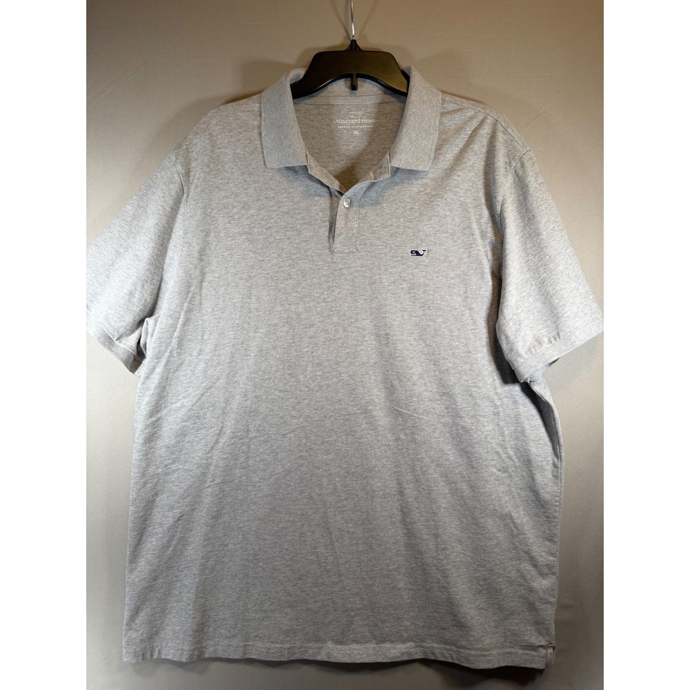 Vineyard Vines Mens XL Gray Cotton Blend Short Sleeve Whale Logo Polo Shirt